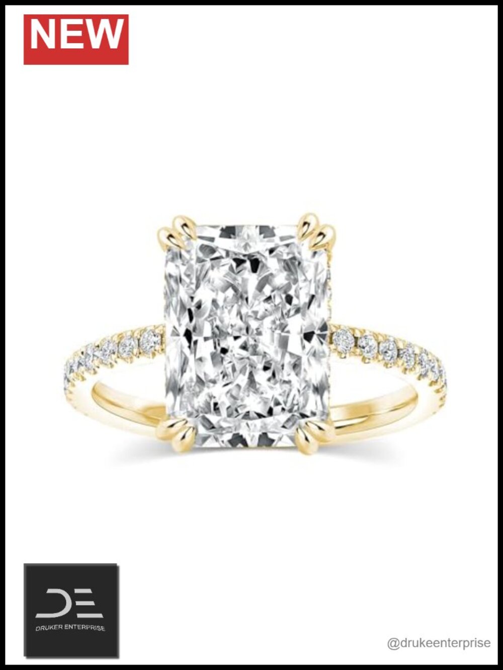 4.5CT Radiant Cut Engagement Ring, S925 Silver AAAAA Cubic Zirconia Promise Ring